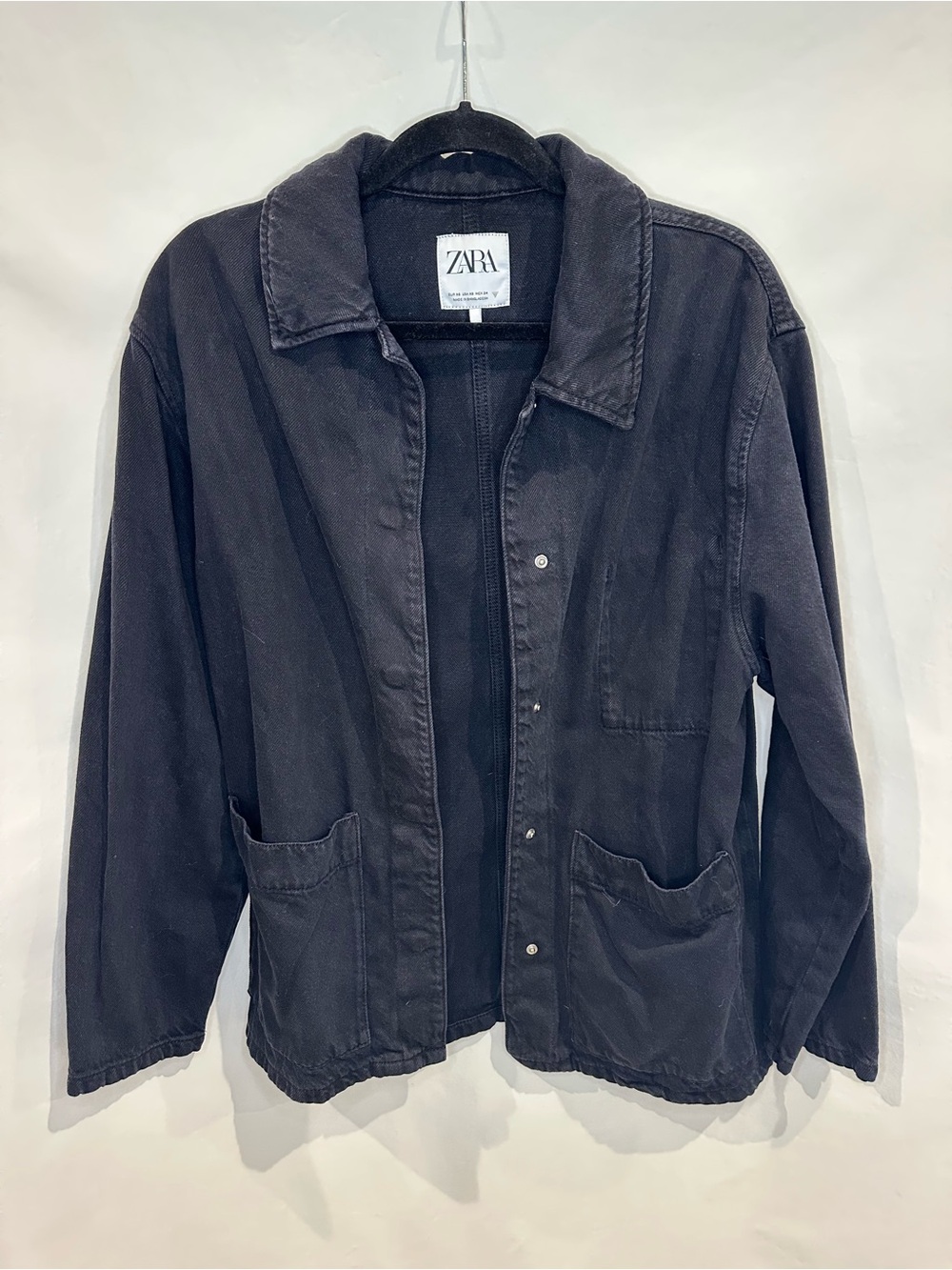 ZARA Black Utility Jacket with Patch Pockets